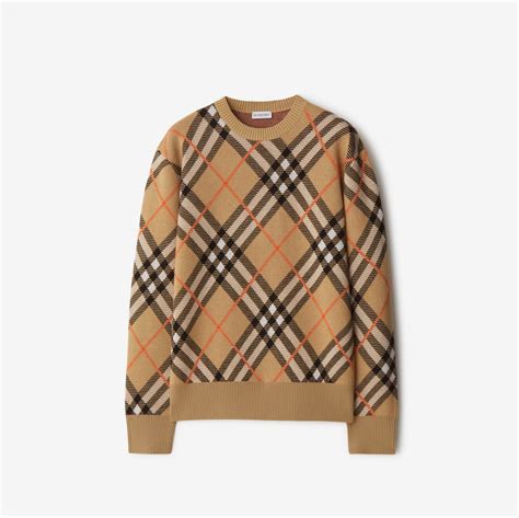 burberry owl sweater|Check Wool Blend Sweater in Sand .